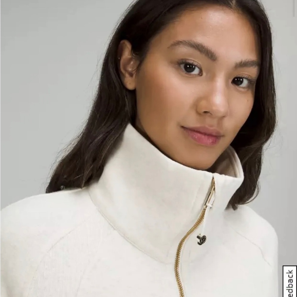 COPY - NWT Lululemon oversized, funnel neck scuba in Heathered ivory gold zip X… - Picture 3 of 5